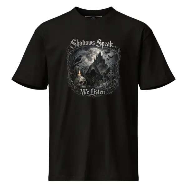 Dark Art Graphic Tee | Shadows Speak We Listen | Knotted Tree Studios
