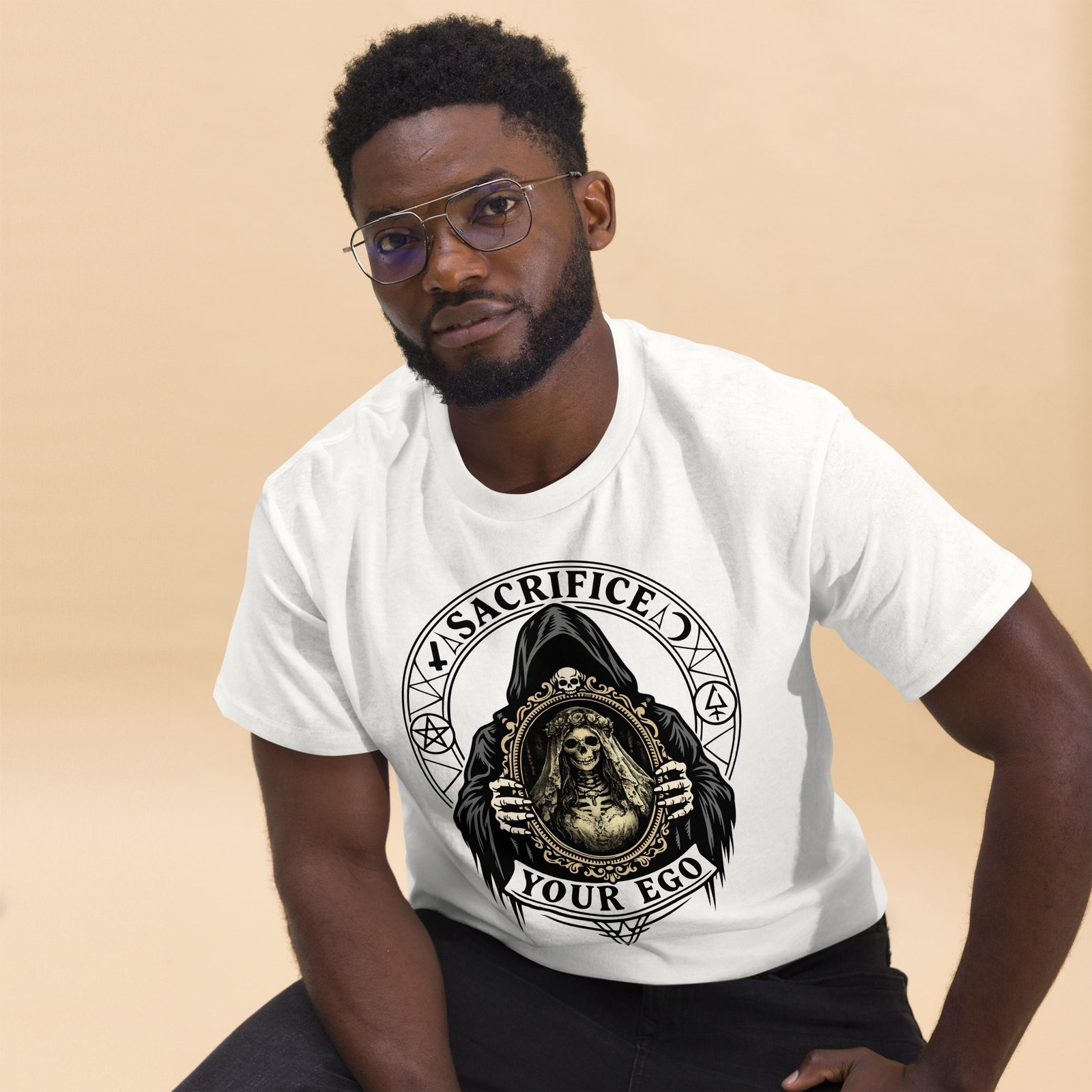 Dark Art Graphic Tee | Sacrifice Your Ego | Knotted Tree Studios - Image 3