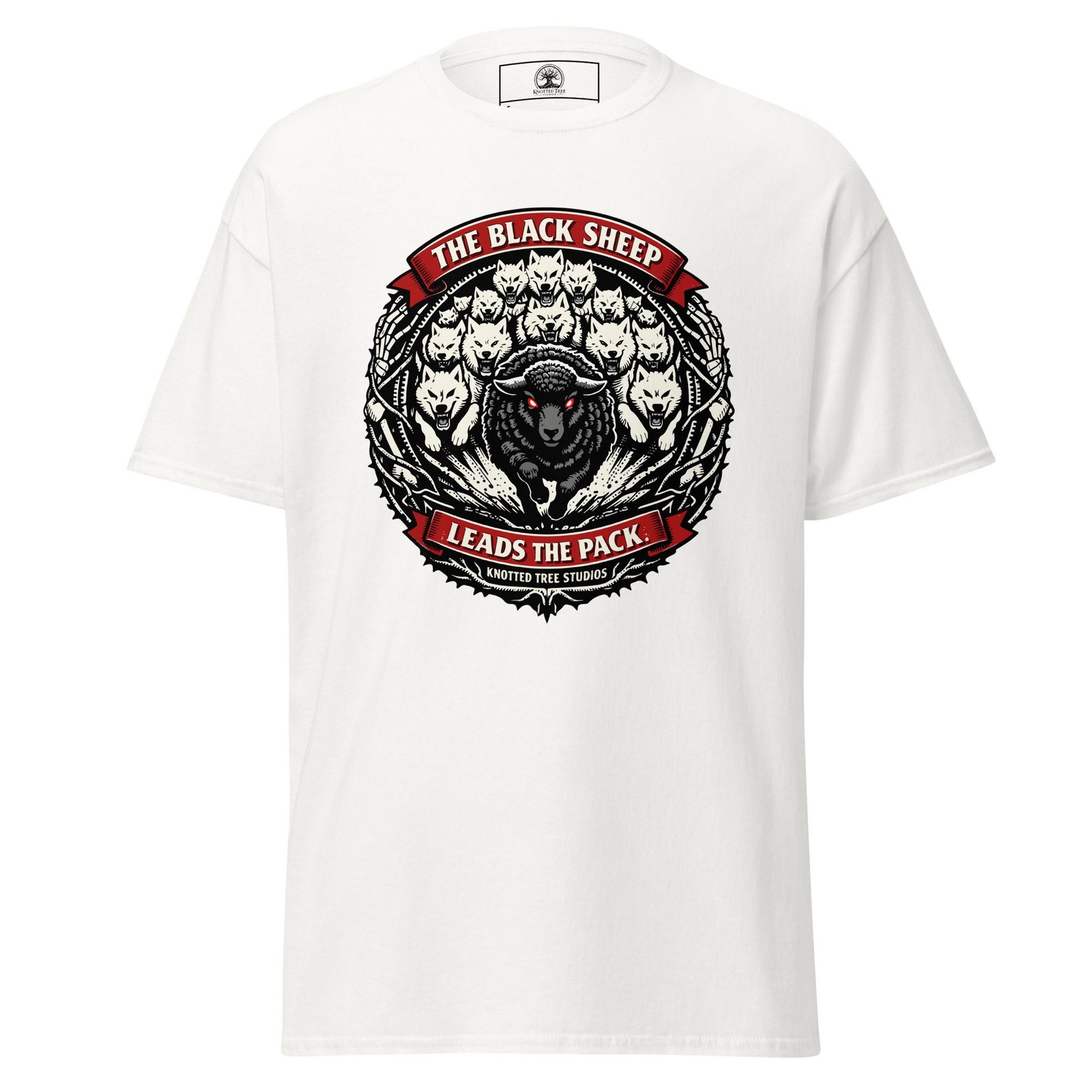Dark Art Graphic Tee | The Black Sheep Leads The Pack | Knotted Tree Studios - Image 2