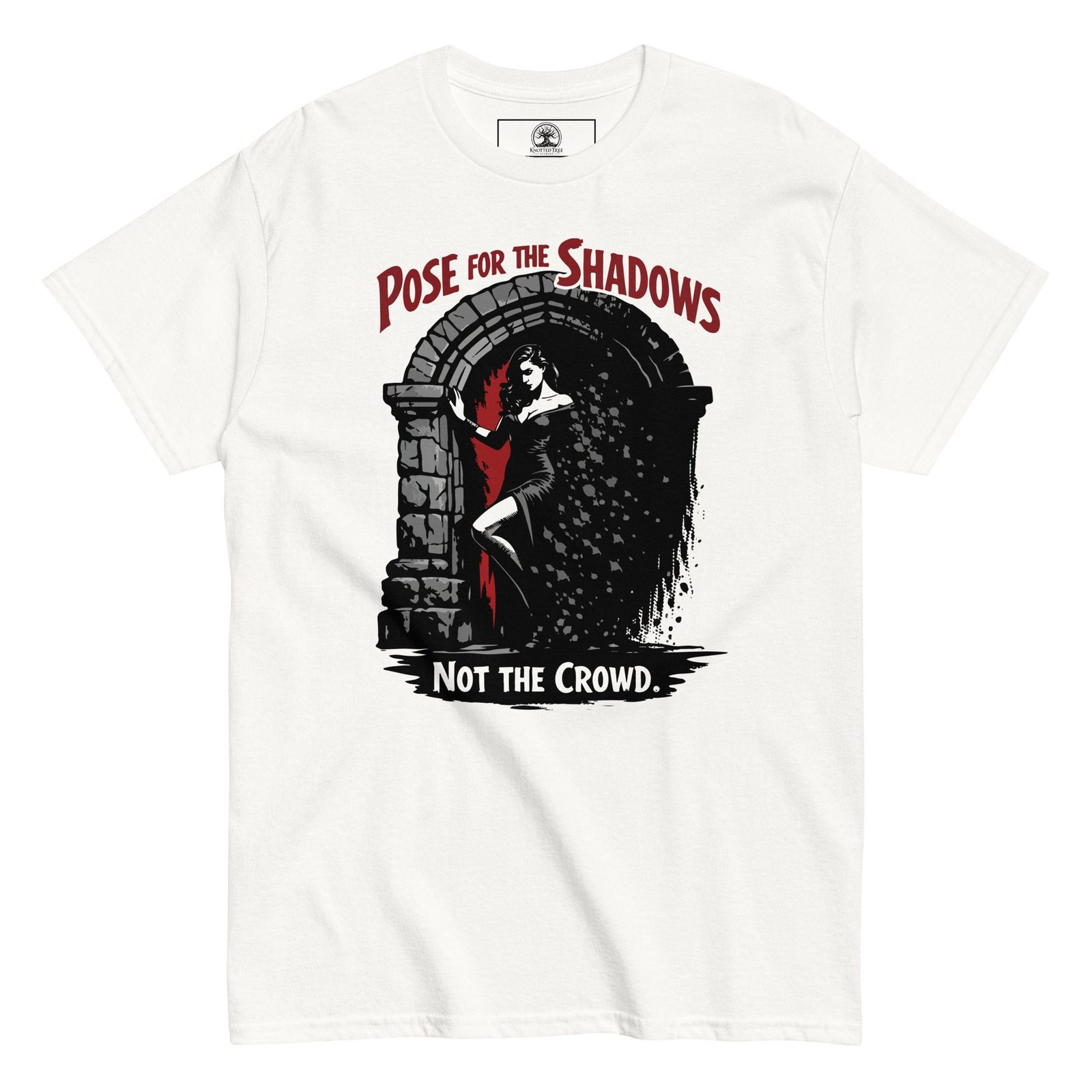 Dark Art Graphic Tee | Pose For The Shadows | Knotted Tree Studios - Image 2