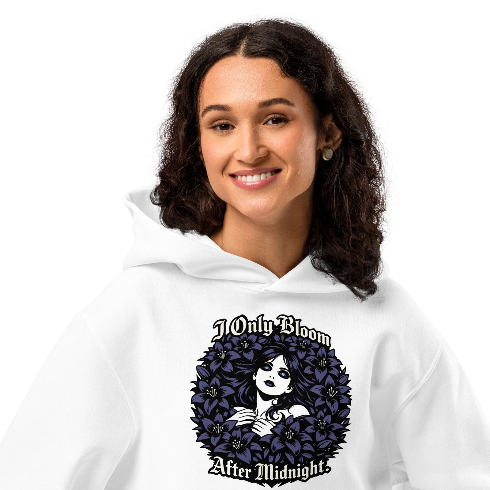Dark Art Graphic Hoodie | I Only Bloom After Midnight | Knotted Tree Studios - Image 3