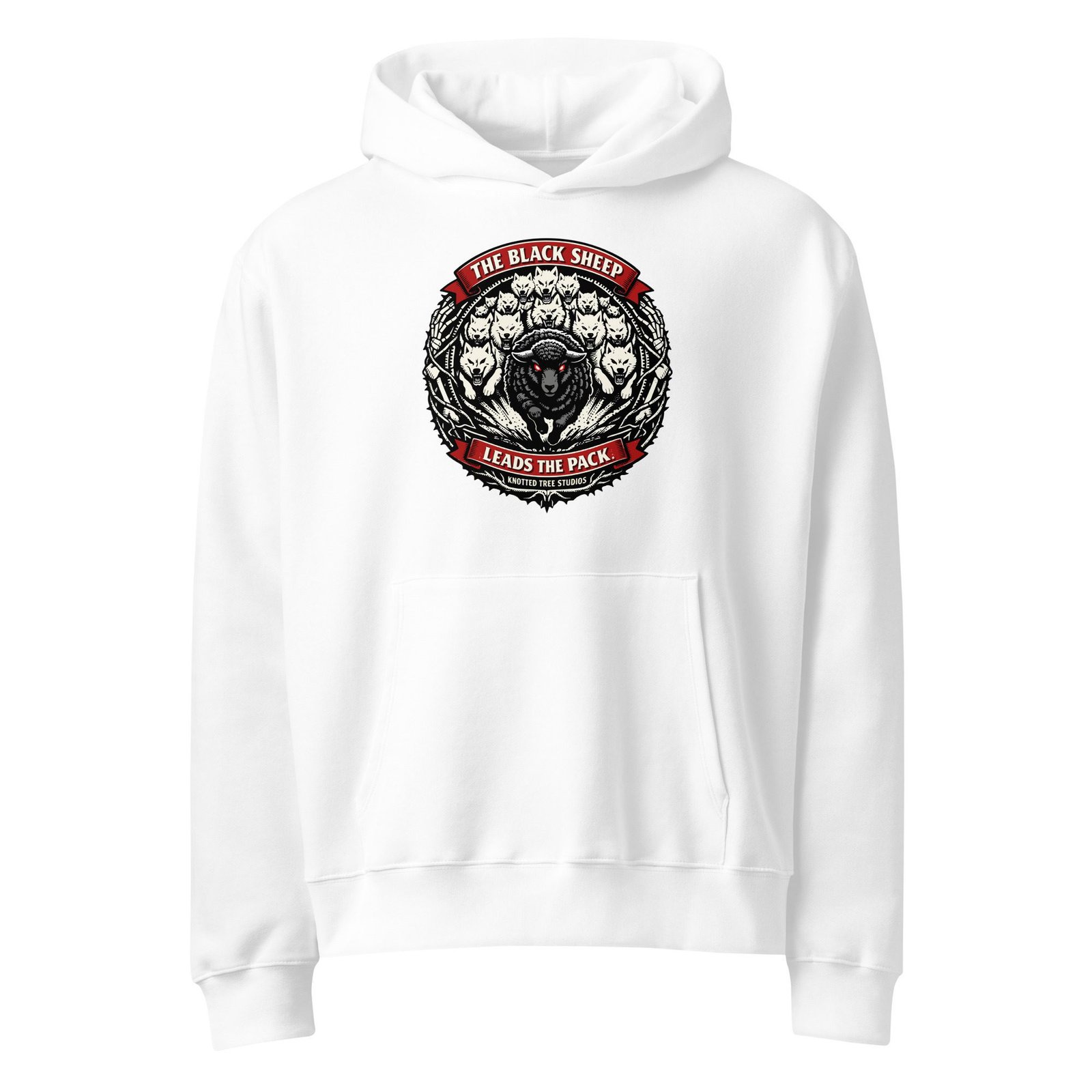 Dark Art Graphic Hoodie | The Black Sheep Leads The Pack | Knotted Tree Studios - Image 2