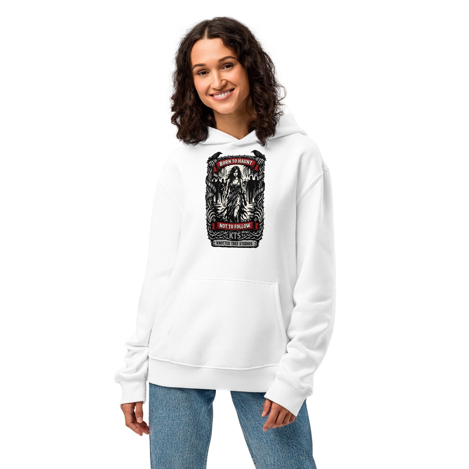 Dark Art Graphic Hoodie | Born To Haunt | Knotted Tree Studios - Image 4