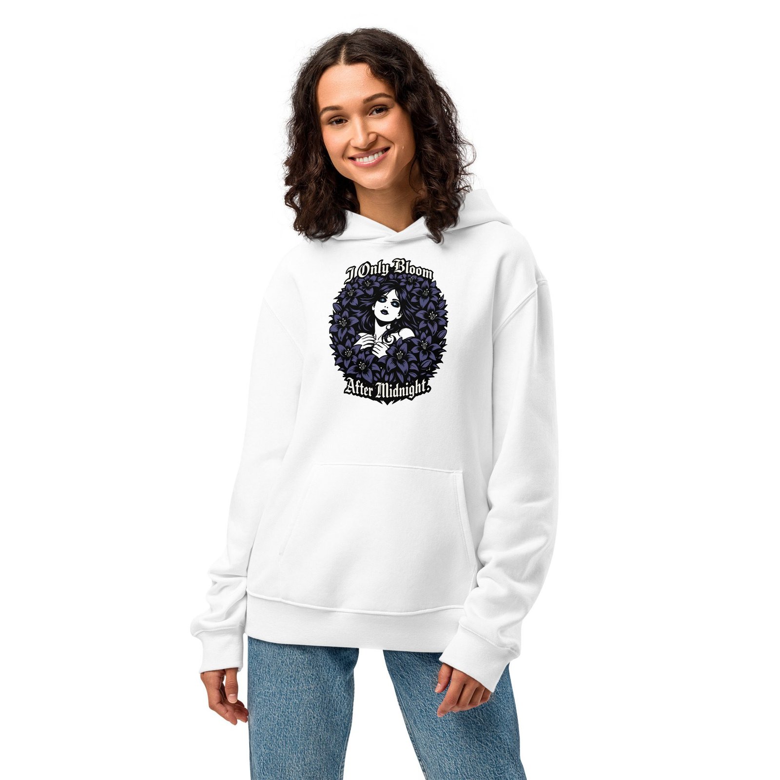 Dark Art Graphic Hoodie | I Only Bloom After Midnight | Knotted Tree Studios - Image 4