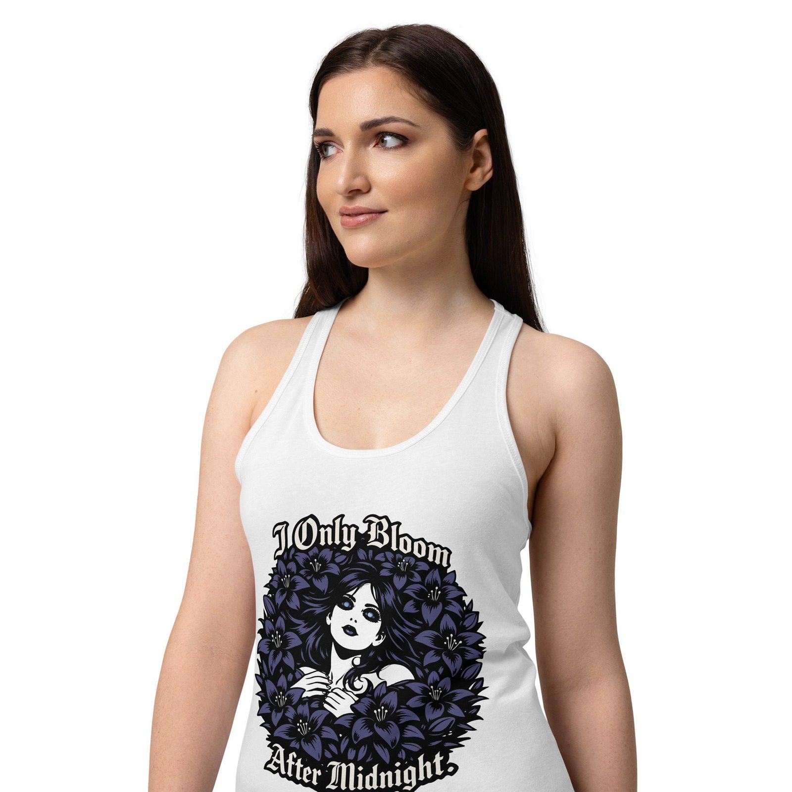 Women’s Dark Art Tank Top | I Only Bloom After Midnight | Knotted Tree Studios - Image 5