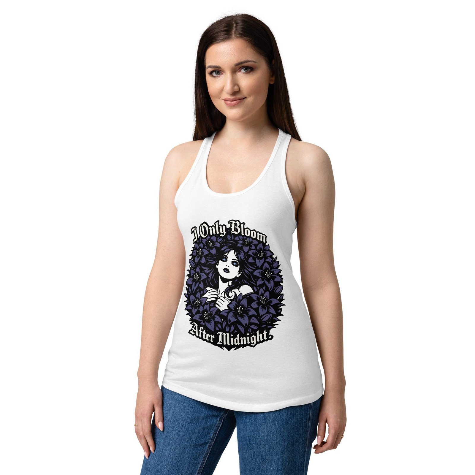 Women’s Dark Art Tank Top | I Only Bloom After Midnight | Knotted Tree Studios - Image 4