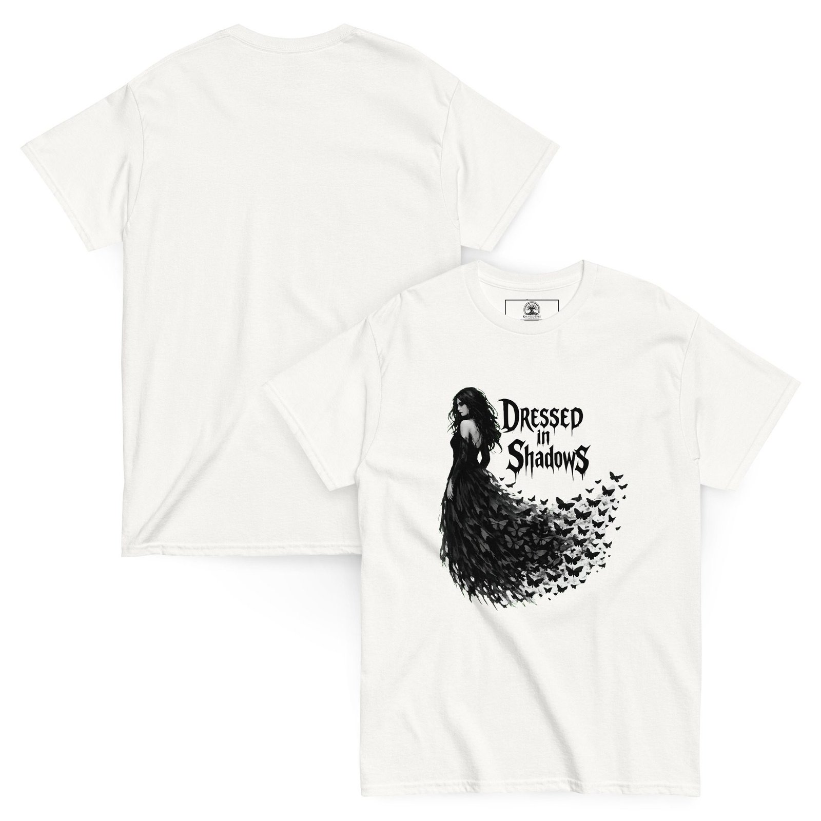 Dark Art Graphic Tee | Dressed In Shadows | Knotted Tree Studios - Image 3