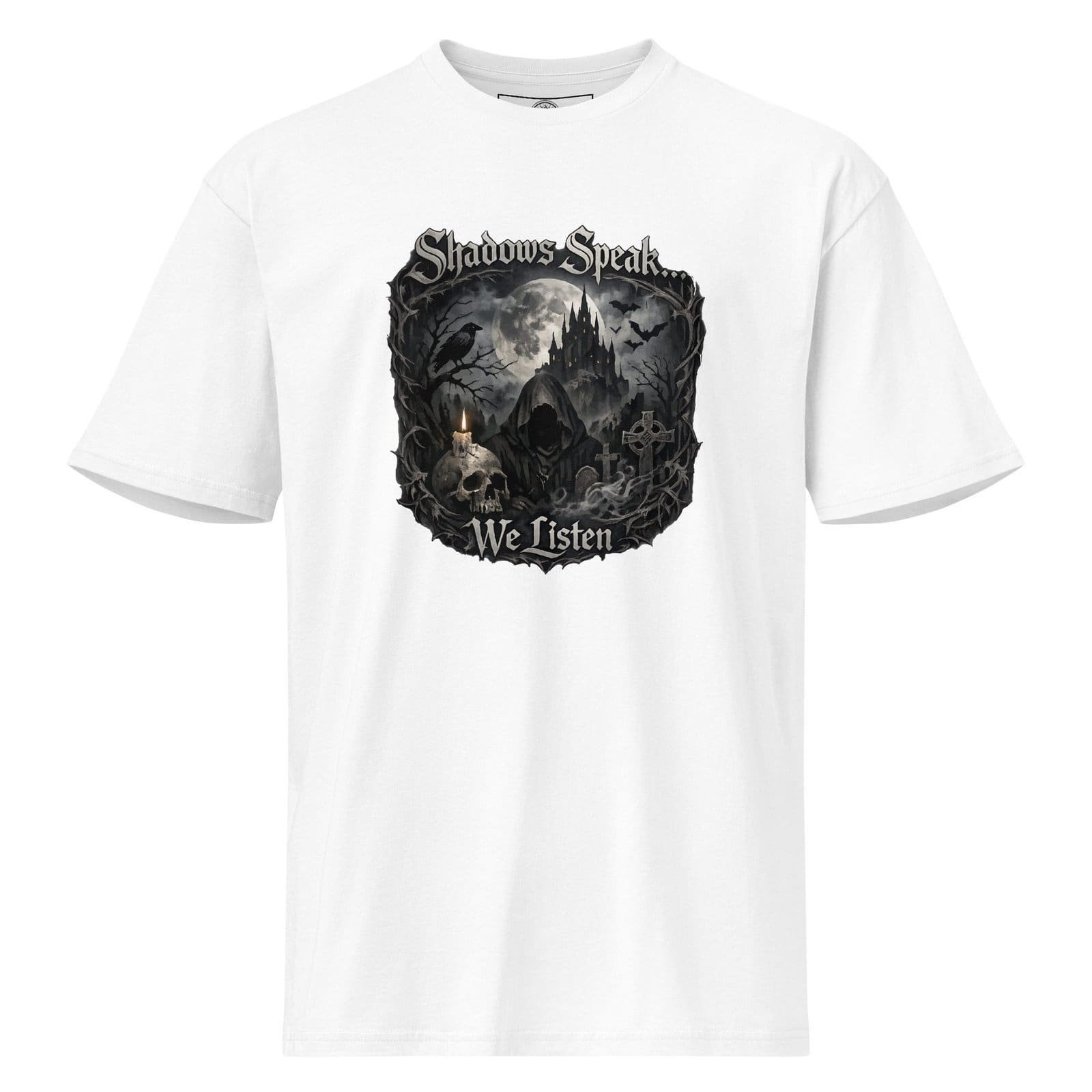 Dark Art Graphic Tee | Shadows Speak We Listen | Knotted Tree Studios