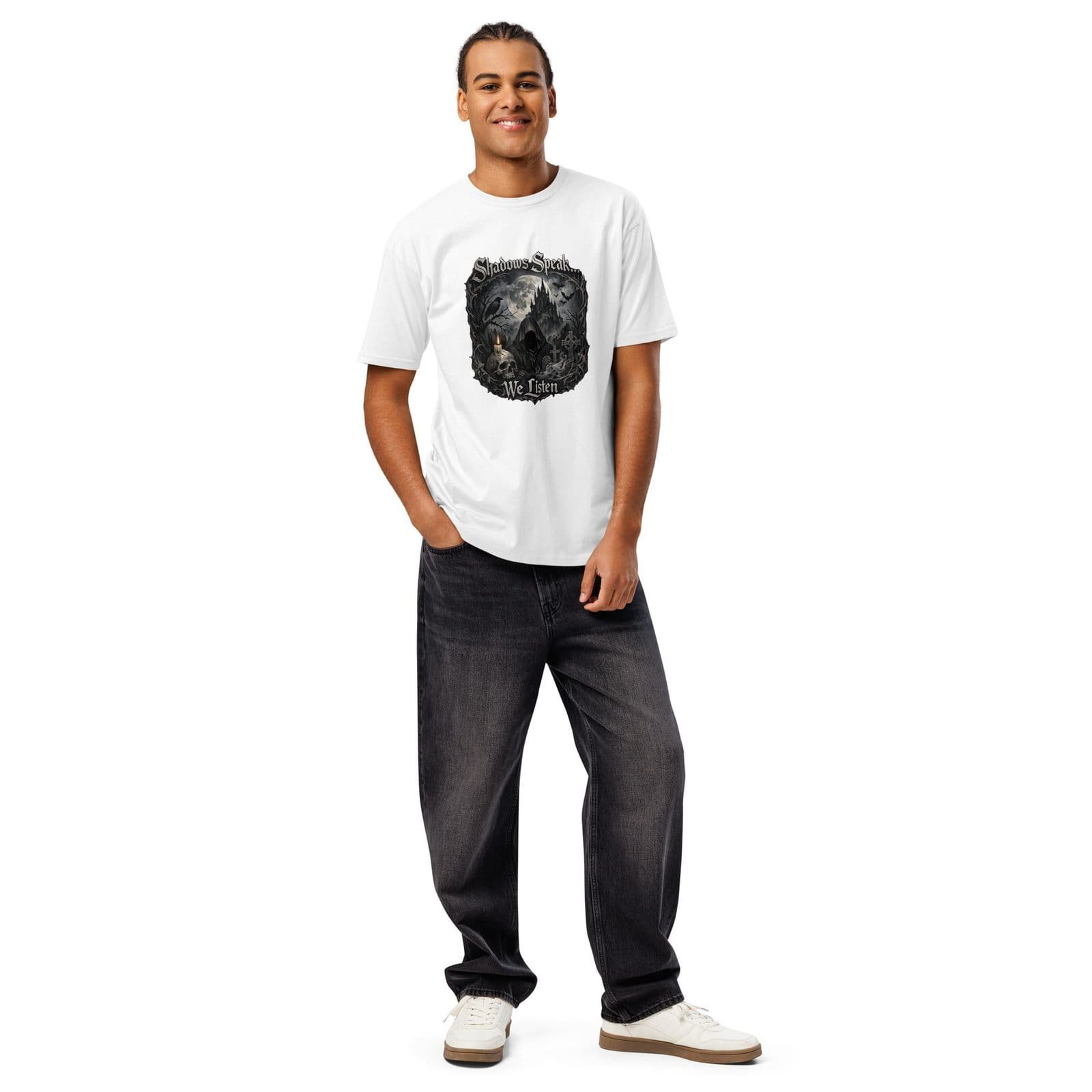 Dark Art Graphic Tee | Shadows Speak We Listen | Knotted Tree Studios
