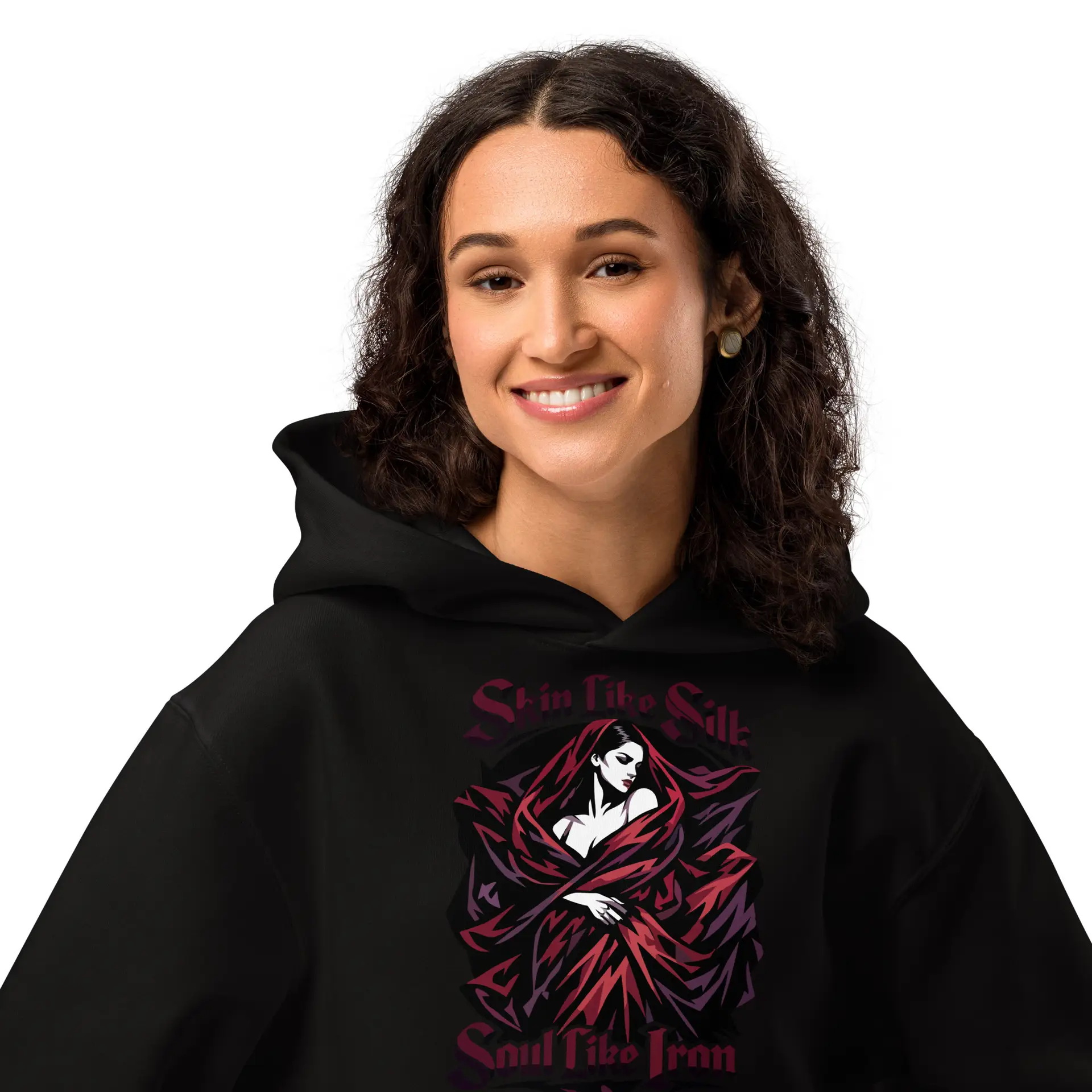 Dark Art Graphic Hoodie | Skin Like Silk, Soul Like Iron | Knotted Tree Studios