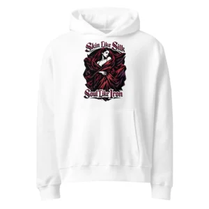 Dark Art Graphic Hoodie | Skin Like Silk, Soul Like Iron | Knotted Tree Studios