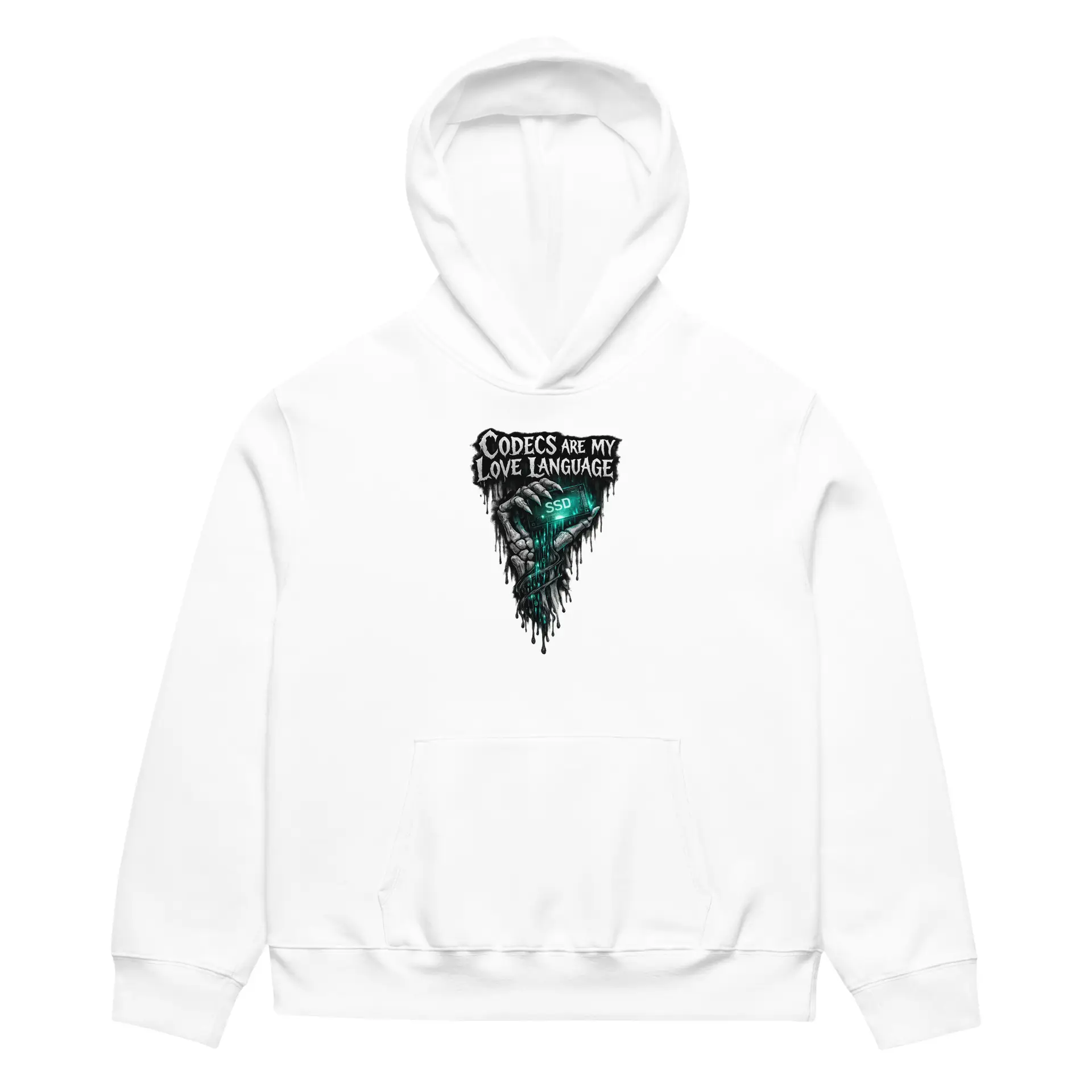 Dark Art Graphic Hoodie | Codecs Love Language | Knotted Tree Studios